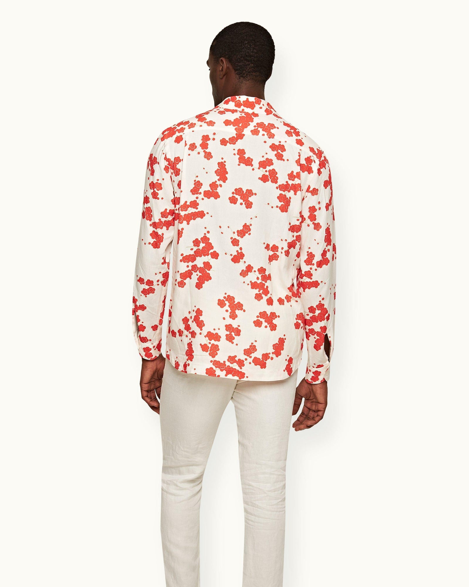 Ridley Blossom Print Relaxed Fit Resort Placket Overhead Shirt Red Plum Colour | Red