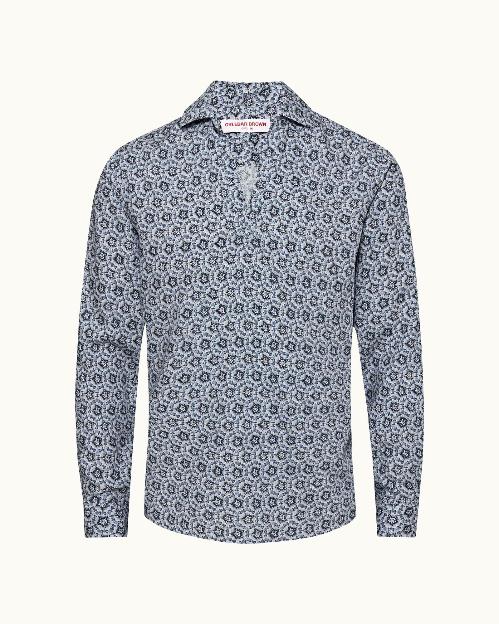Ridley Azul Blue Roseate Print Relaxed Fit Overhead Shirt | Azul Blue