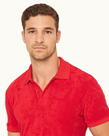 Dr No Towelling Polo Red 007 Ryder Dr. No Towelling Polo Shirt | Red
