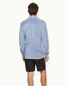 Santino Classic Fit Organic Cotton Towelling Polo Shirt In Springfield Blue | Springfield Blue