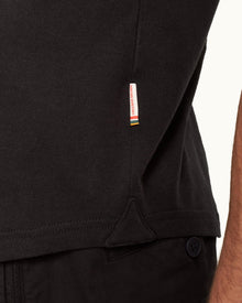 Sebastian Cotton Silk Black Tailored Fit Cotton-Silk Polo Shirt | Black