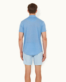 Sebastian Linen Mirage Blue Tailored Fit Linen Polo Shirt | Mirage Blue