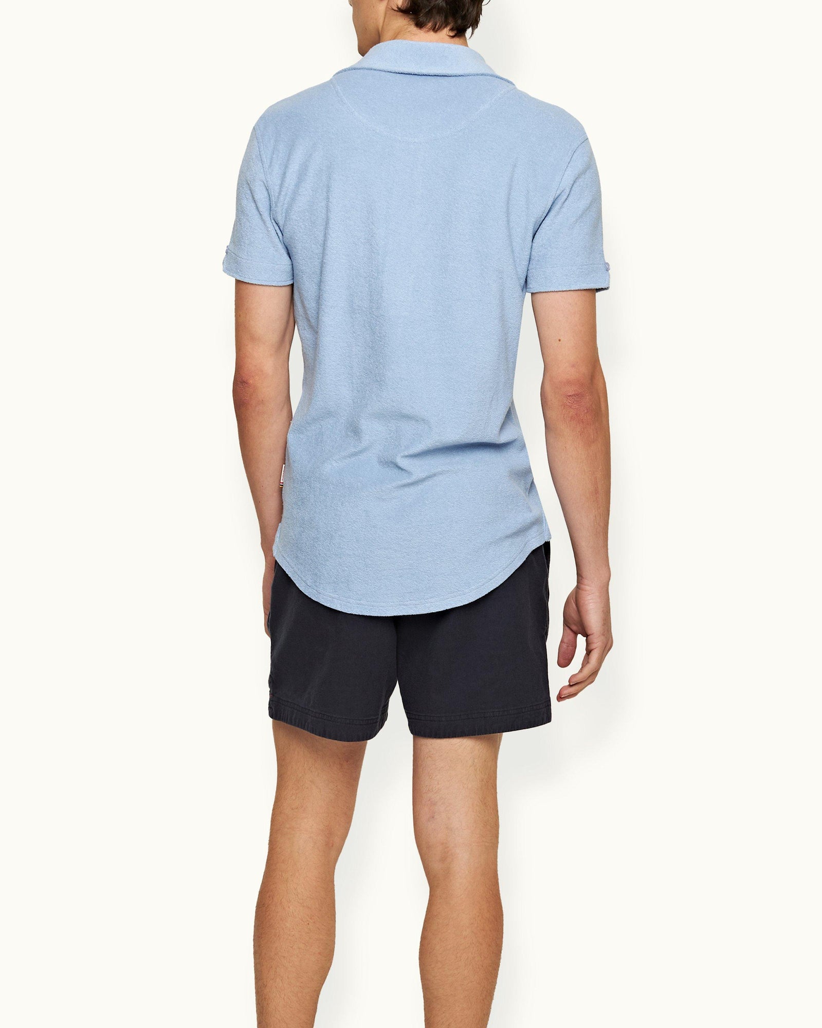 Sebastian  Towelling Tailored Fit Organic Cotton Towelling Polo Shirt In Cashew Colour | Blue Ash