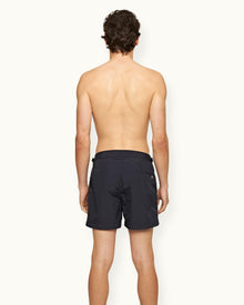 Shorter-Length Concealed OB Tape Swim Shorts In Night Iris Blue | Night Iris