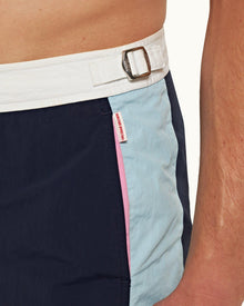 Navy/Pool Side Panel Shorter-Length Swim Shorts | Navy/Pool
