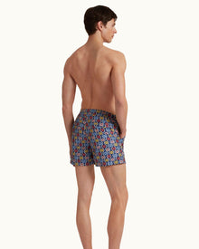Setter Whitsun Print Shorter-Length Swim Shorts Woven In France in Midnight Navy | Midnight Navy