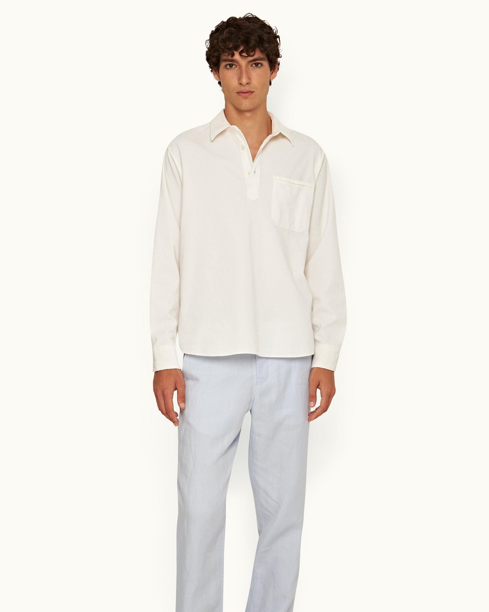 Sea Mist Classic Collar Relaxed Fit Overhead Corduroy Shirt | Sea Mist