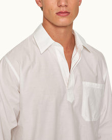 White Relaxed Fit Overhead Refined Cotton Shirt | White