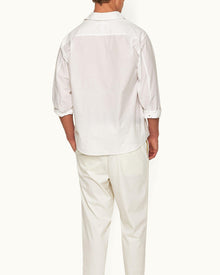 White Relaxed Fit Overhead Refined Cotton Shirt | White