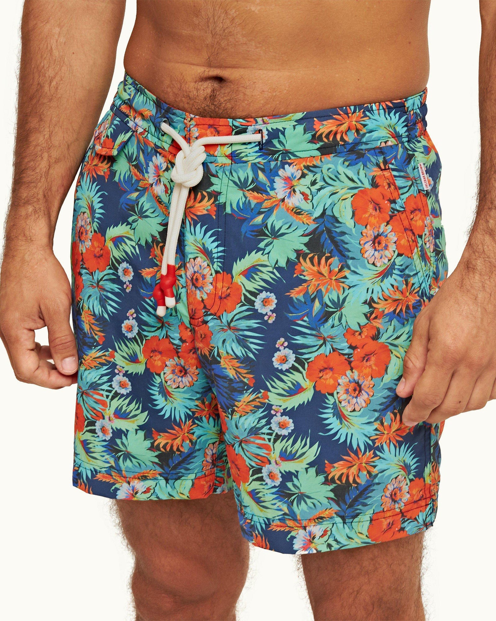 Multi Anemone Drawcord Mid-Length Swim Shorts | Multicolour