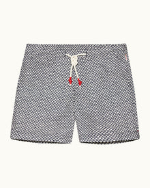 Standard Night Iris/White Sand Geo Print Mid-Length Drawcord Swim Shorts | Night Iris/White Sand