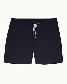 Navy Mid-Length O.B Stripe Drawcord Swim Shorts | Navy