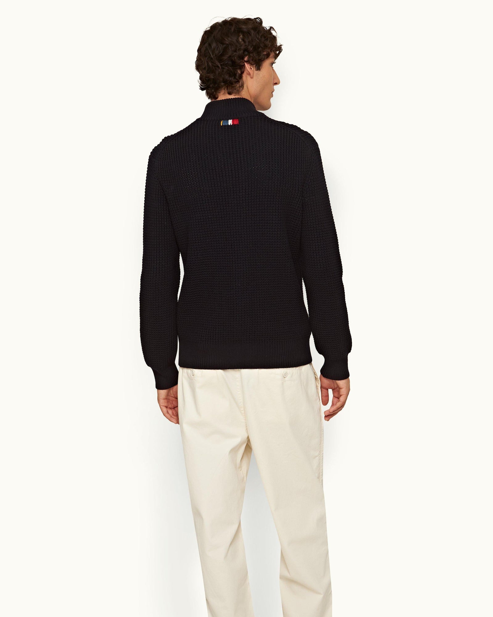 Night Iris Classic Fit Zip-Through Merino Jumper | Night Iris