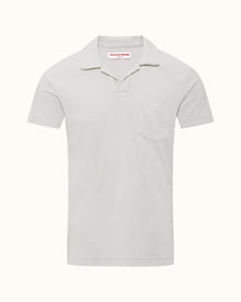 Terry Towelling Cinder Tailored Fit Organic Cotton Towelling Resort Polo Shirt | Cinder