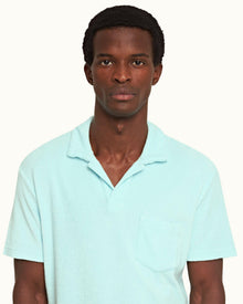 Terry Towelling Clear Sky Tailored Fit Resort Towelling Polo Shirt | Clear Sky