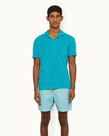 Terry Towelling Crystal Sea Tailored Fit Resort Towelling Polo Shirt | Crystal Sea