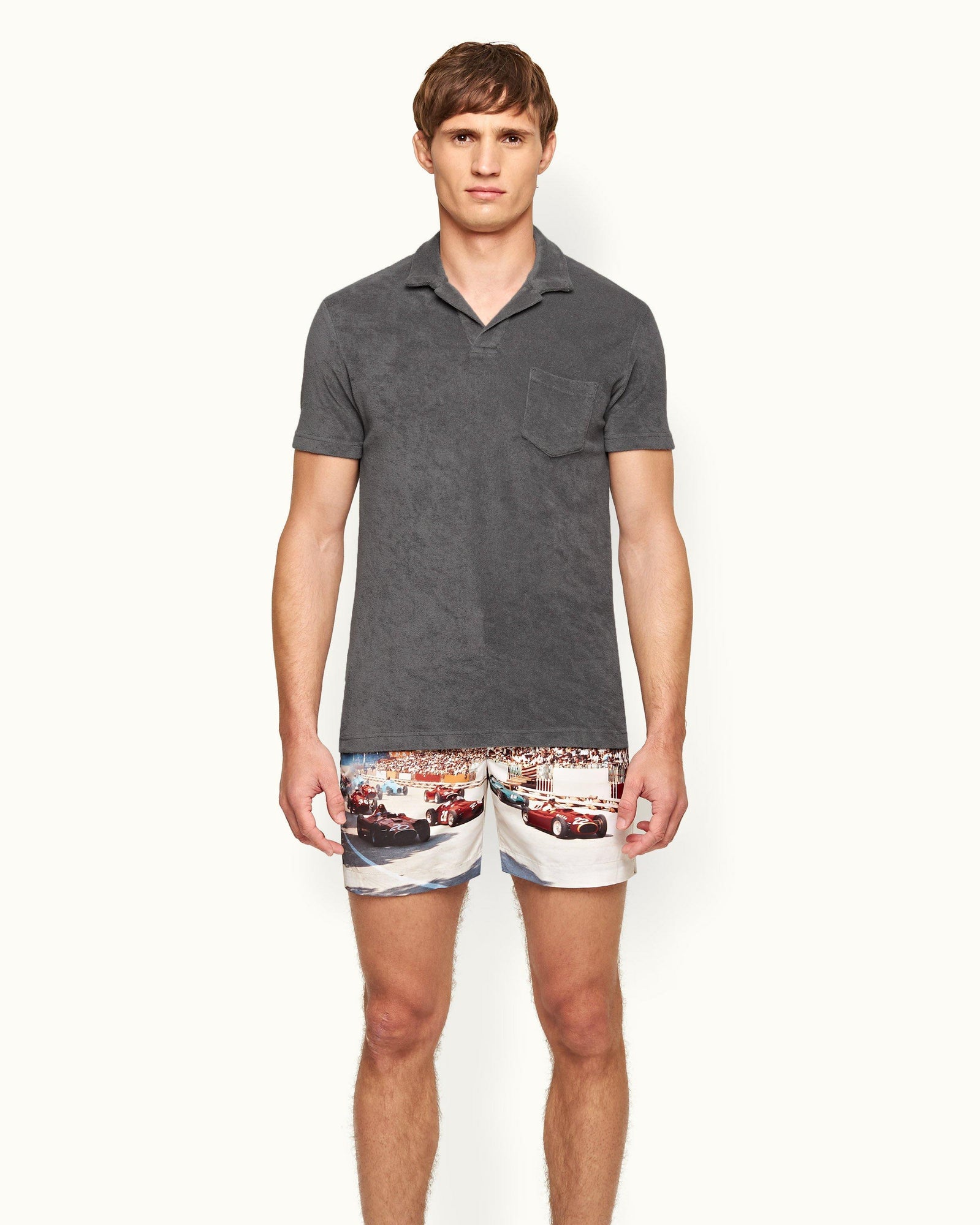 Men | Terry Towelling Polo | Granite