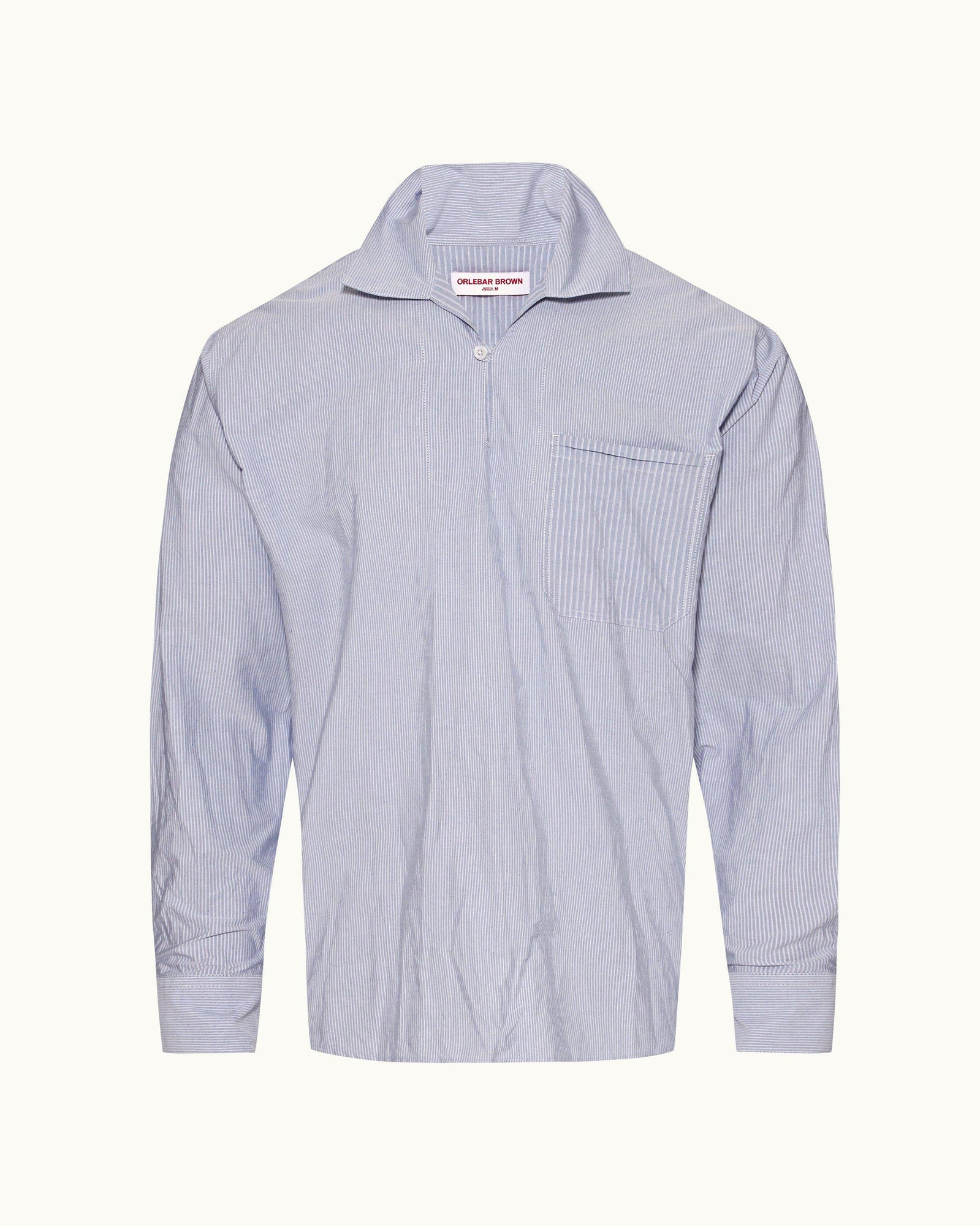 Signal Blue/White Mix Stripe Easy Fit Cotton Overhead Shirt | Signal Blue/White