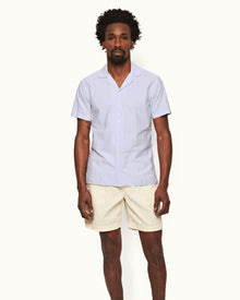 Light Island Sky/White Capri Collar Twin Stripe Cotton Shirt | Light Island Sky/White