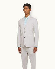 Oyster Grey Two-Button Stretch-Cotton Blazer | Oyster Grey