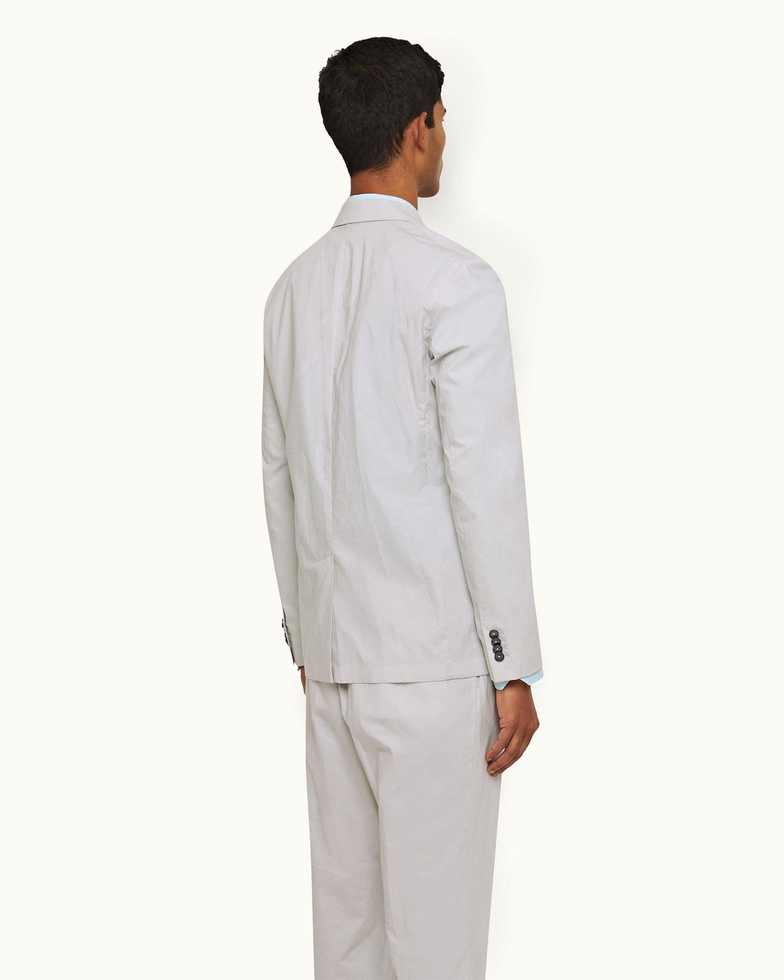 Oyster Grey Two-Button Stretch-Cotton Blazer | Oyster Grey