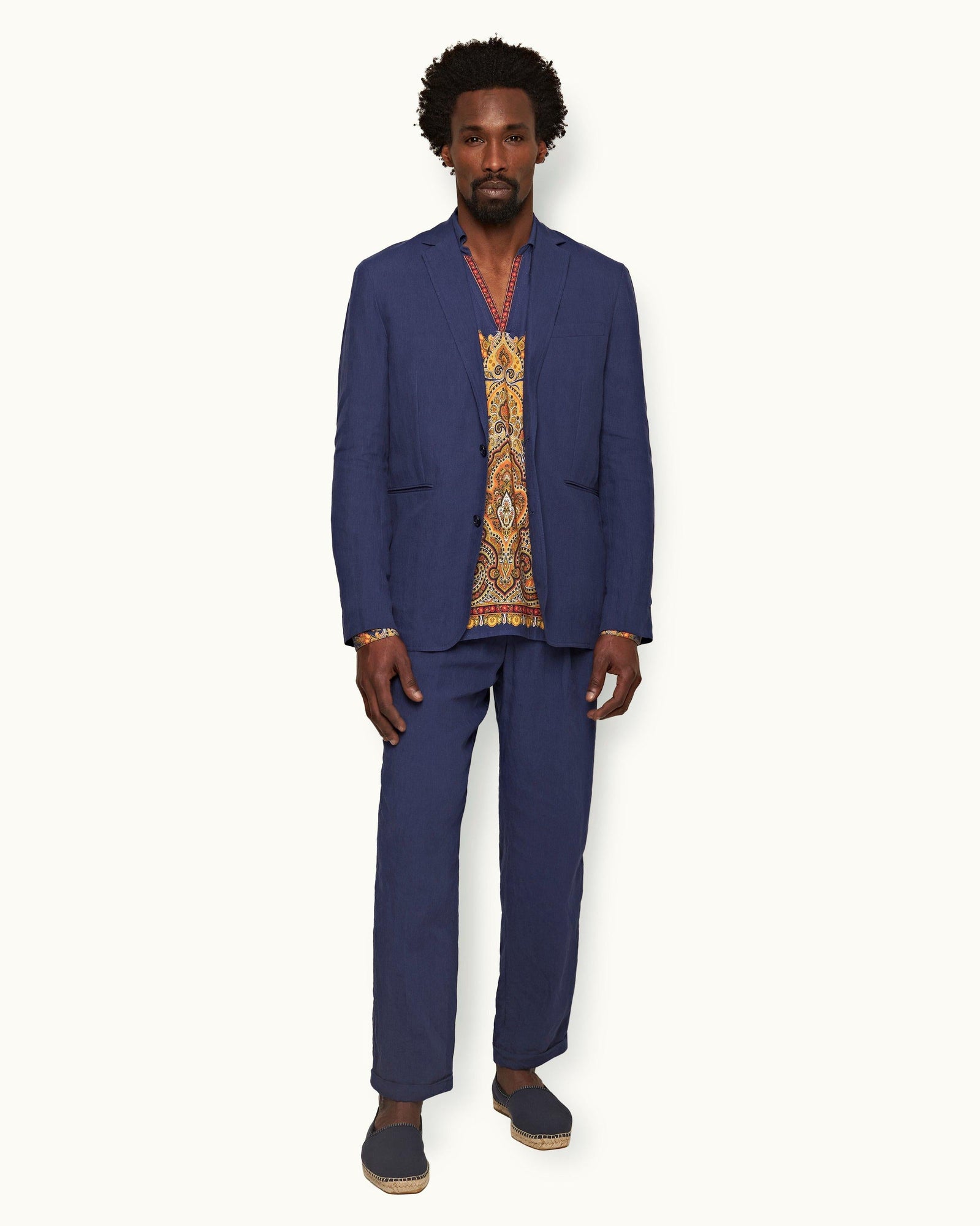 Ullock Lagoon Blue Tailored Fit Two-Button Unstructured Linen Blazer | Lagoon Blue