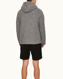 Vetle Grey Melange Relaxed Fit Hooded Fleece Sweatshirt | Grey Melange