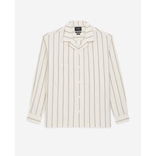 Off-White Cotton Shirt With Stripes | Men | Beige Grey