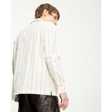 Off-White Cotton Shirt With Stripes | Men | Beige Grey