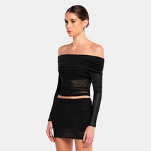 OW Collection Off Shoulder Rhinestone Blouse Blouse 002 - Black Caviar