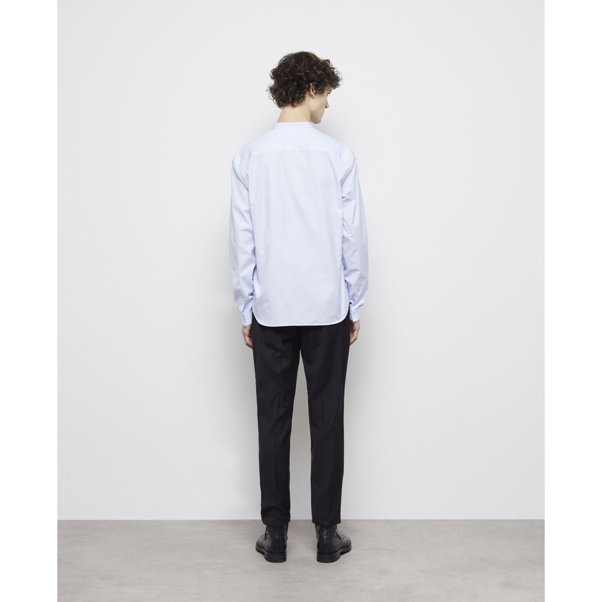 Officer Collar Shirt | Men | Blue x Ecru