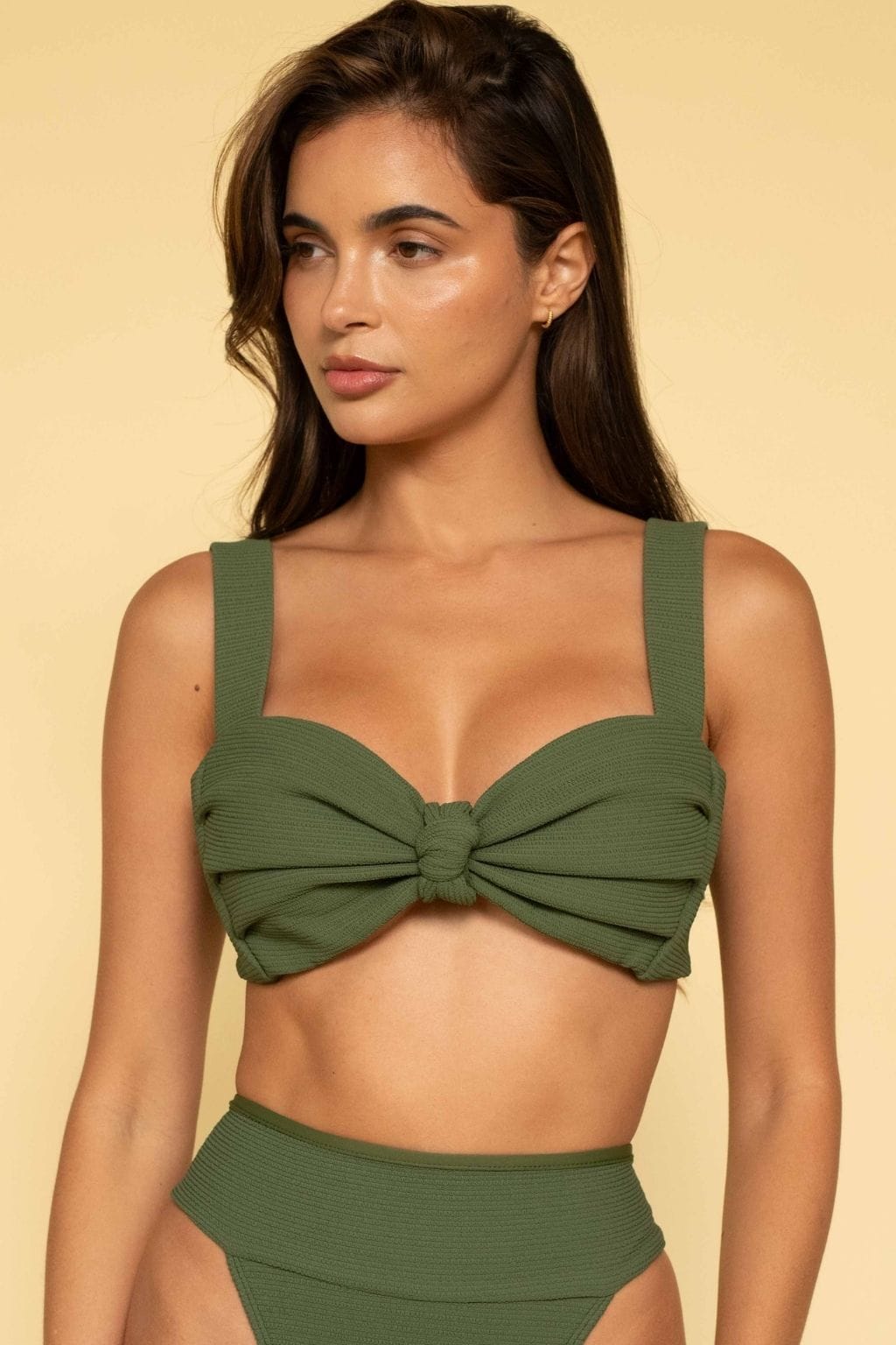 Hayden Bikini Top | Olive Micro Scrunch
