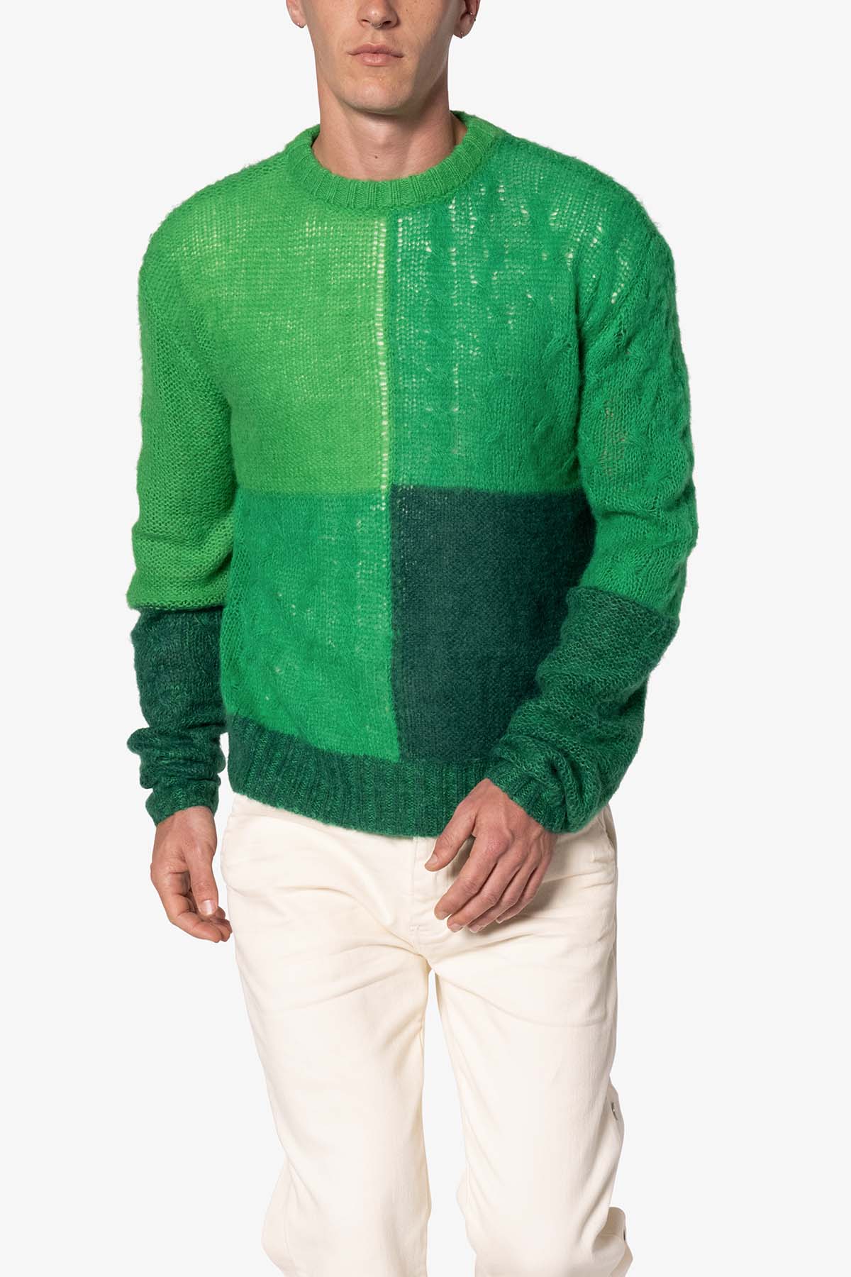 Open Knit Square Sweater | Green