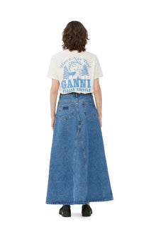 Overdyed Cutline Denim Maxi Skirt | Mid Blue Stone