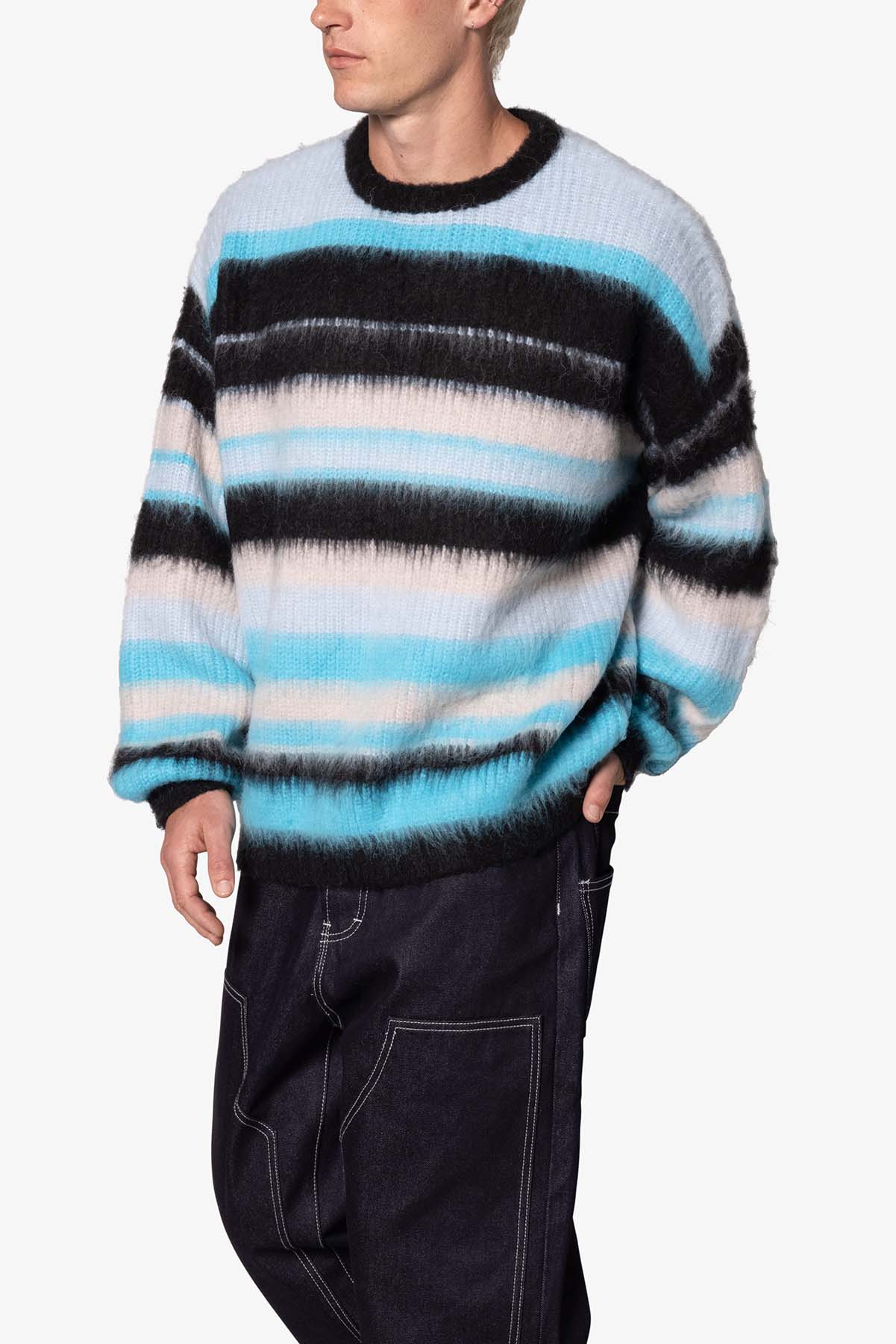 Oversized Water Striped Sweater | Blue