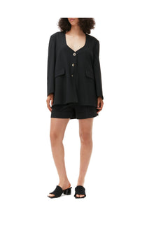 Oversized Drapey Melange Blazer | Black