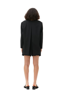 Oversized Drapey Melange Blazer | Black