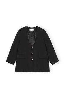Oversized Drapey Melange Blazer | Black
