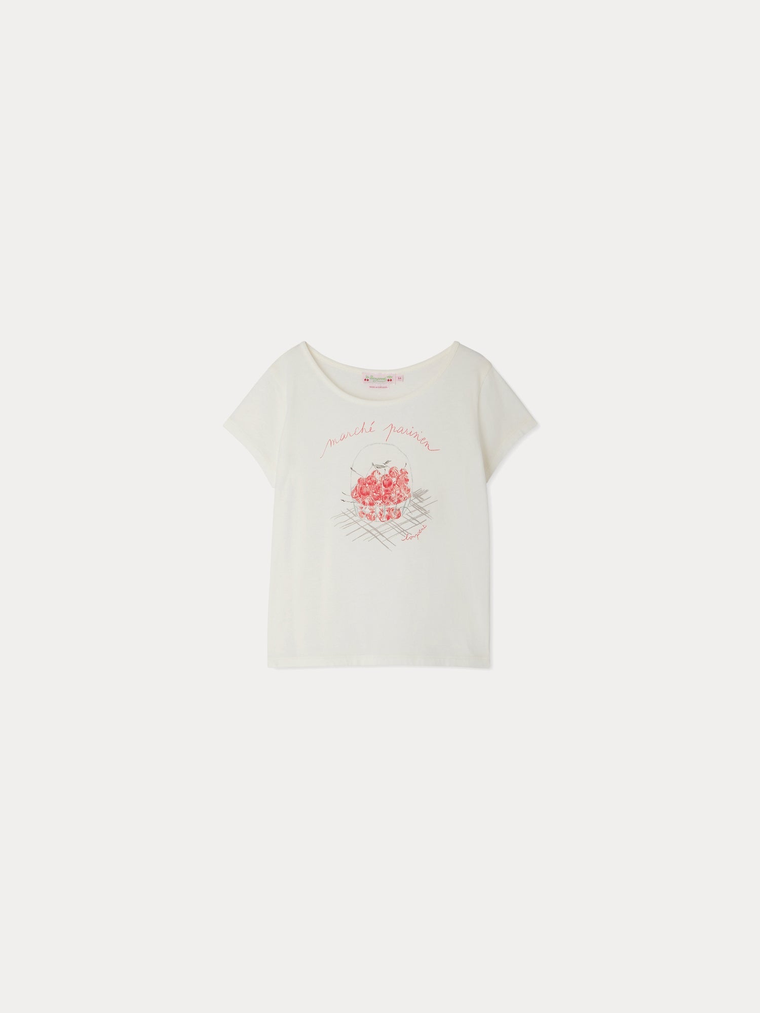 Girl | Alcala Cherry Basket Pattern T Shirt | White Milk