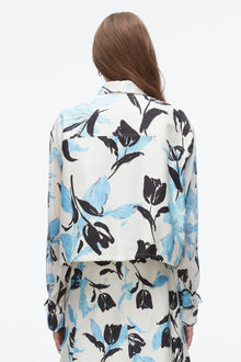 Joyful Tulip Cropped Shirt Jacket | Ivory Multi