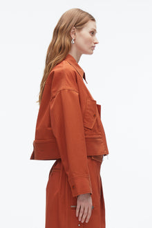 Double Zip Cropped Utility Jacket | Brick
