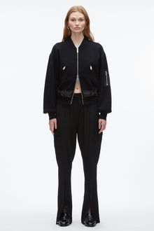 Knit Layered Bomber Jacket | Black