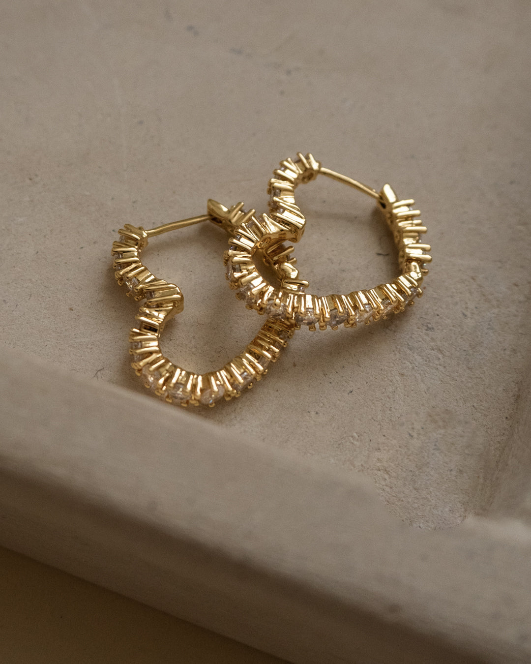 Diamond Heart Bijoux Hoops - Gold | Plated Gold