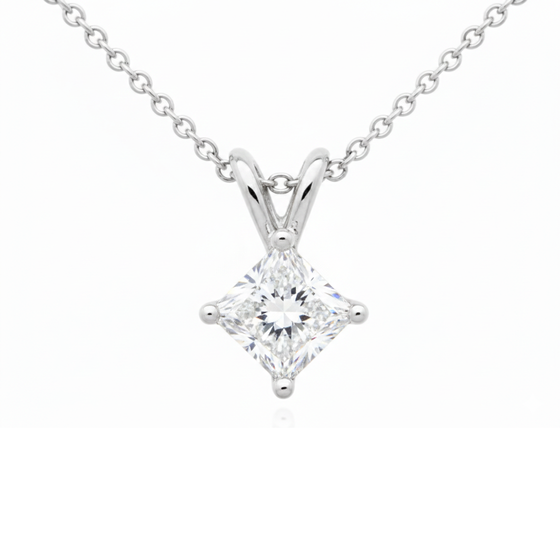 0.33 CT Princess Natural Diamond | Pendant Necklace | Platinum | G Color | SI1 Clarity