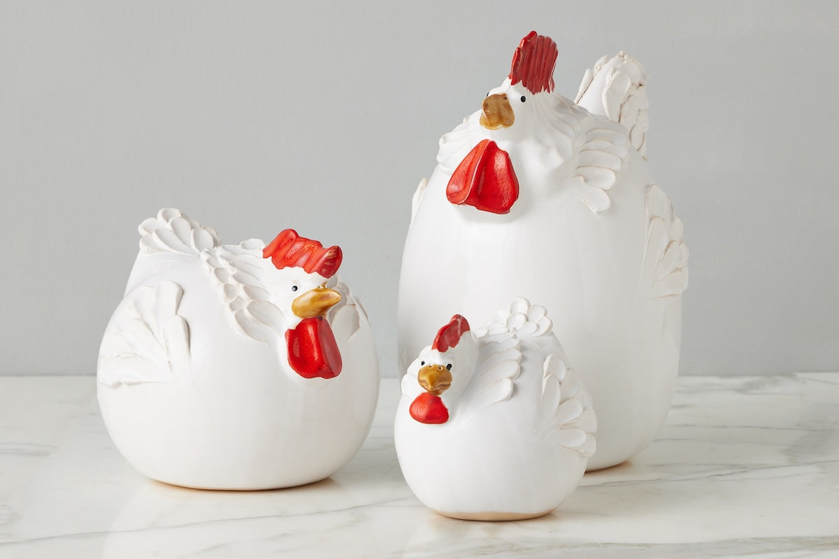 Ceramic Country French Hen | White | Small