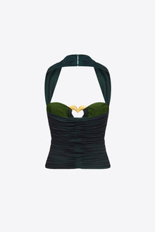 Heart Ruched Halter Top | Green