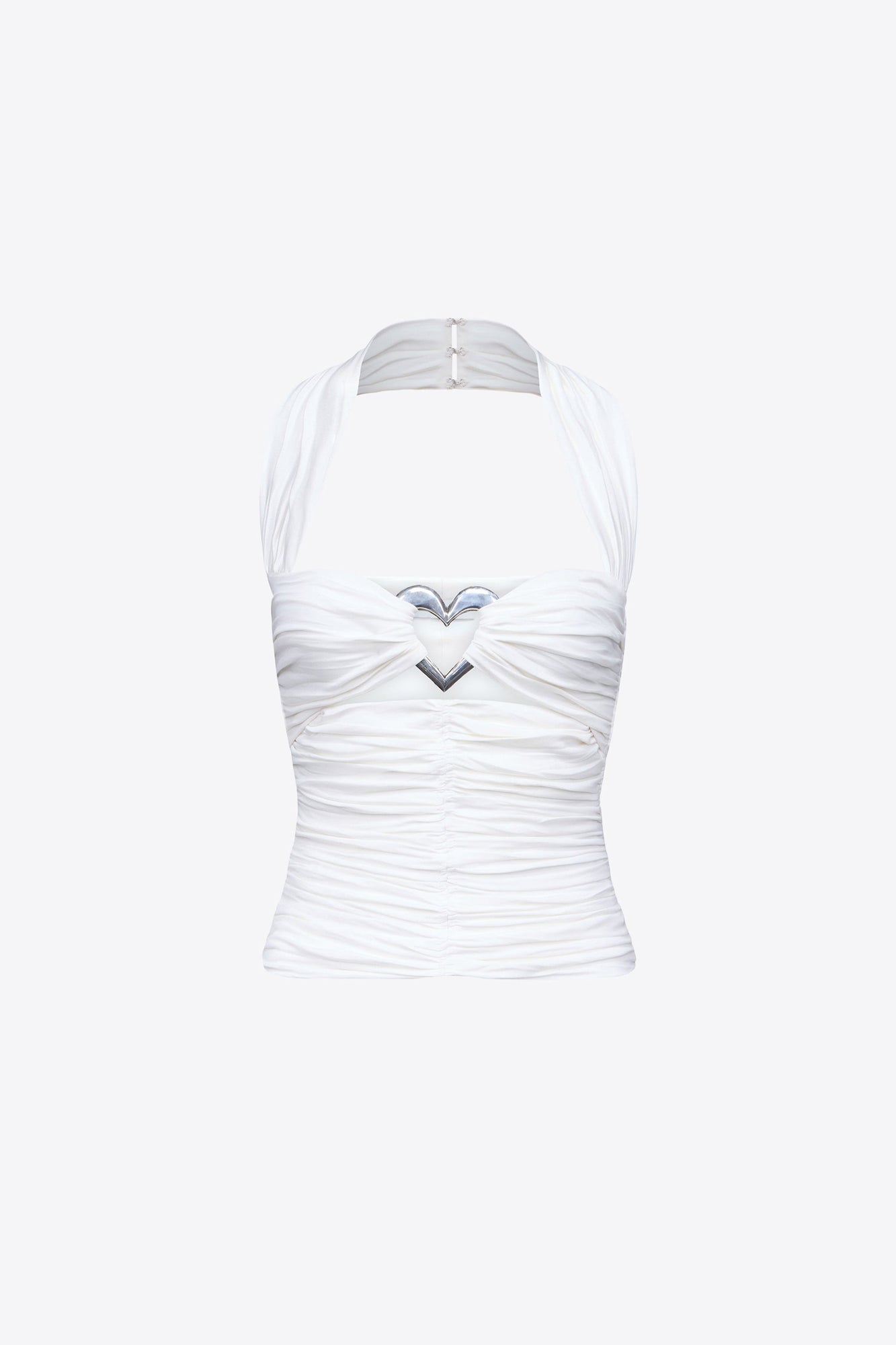 Heart Ruched Halter Top | Off White