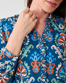 Eclectic Ikat - Edith Blouse - Navy - Printfresh