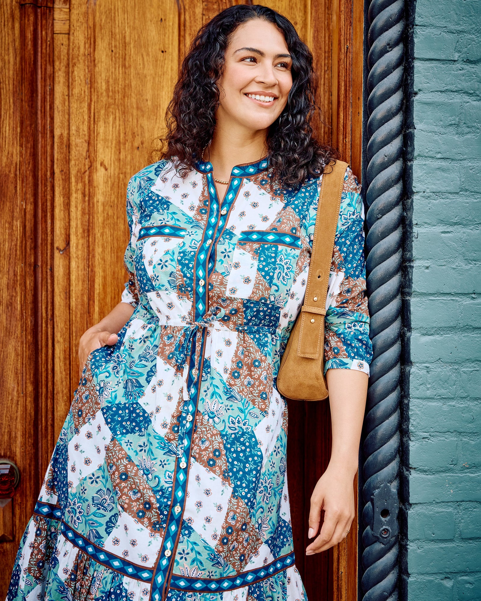 Vintage Patchwork - Showstopper Dress - Mocha - Printfresh