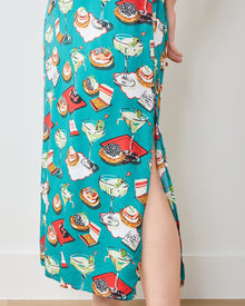 Blinis & Martinis - Eco Satin Chic to Sleep Nightie - Mid Century Blue - Printfresh